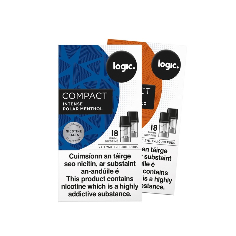 Logic Compact Intense Pods|American Tobacco|Berry Mint|Classic Tobacco|Mango|Mixed Berries|Peppermint|Polar Menthol|Red Cherry|Spearmint|18MG – High Nicotine