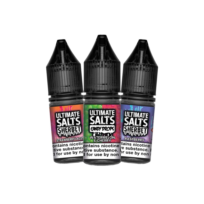 Ultimate Salts E-Liquid|Apple & Mango Ice|Apple & Mango Sherbet|Blackcurrant Crush Soda|Blackcurrant Ice|Blueberry Parfait Cookies|Blue Slush Ice|Boston Cream Custard|Cherry Sherbet|Creamy Marshmallow Cookies|Grape & Strawberry Candy Drops|Grape & Strawbe