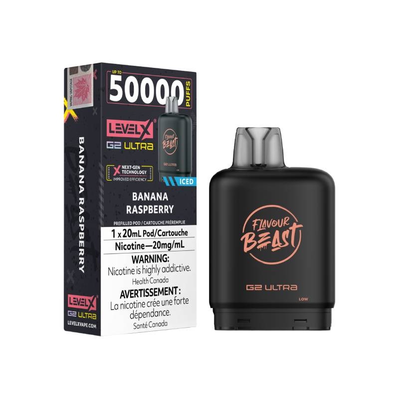 Level X Flavour Beast G2 Ultra Pod 50K – Banana Raspberry Iced