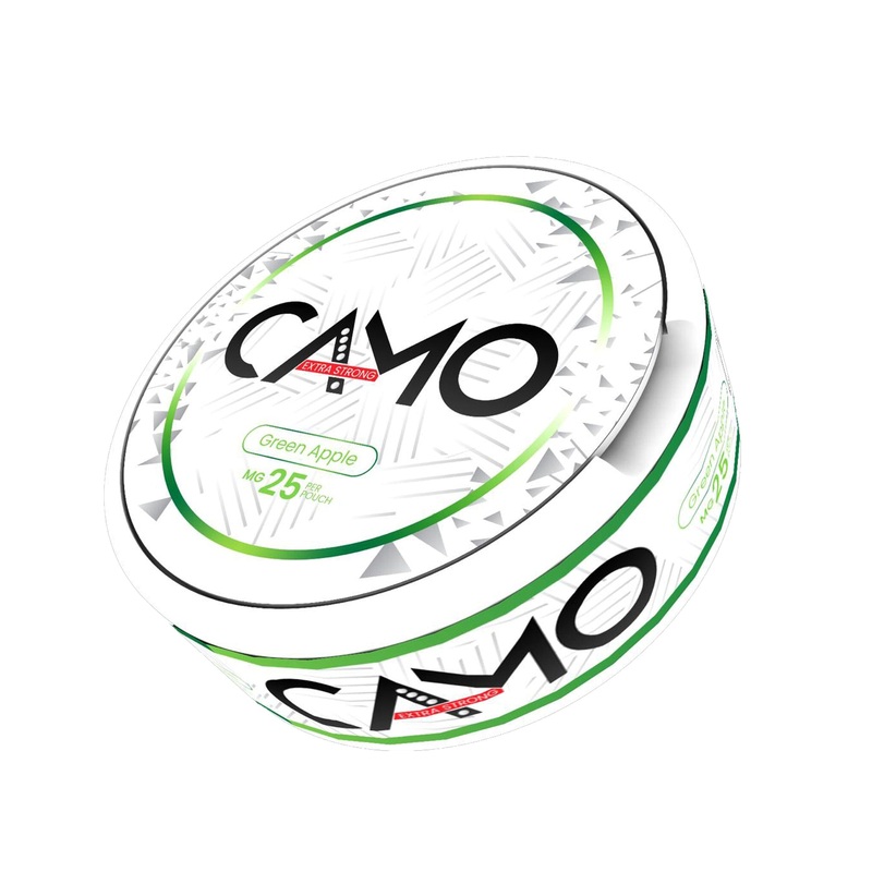 CAMO Nicotine Pouches|Cherry Cola Lime|Green Apple|Ice Cold Mint|Orange Bubble Gum|Peppermint|Spice Citrus|Wild Mint|12MG/G|6MG/G|25MG/G