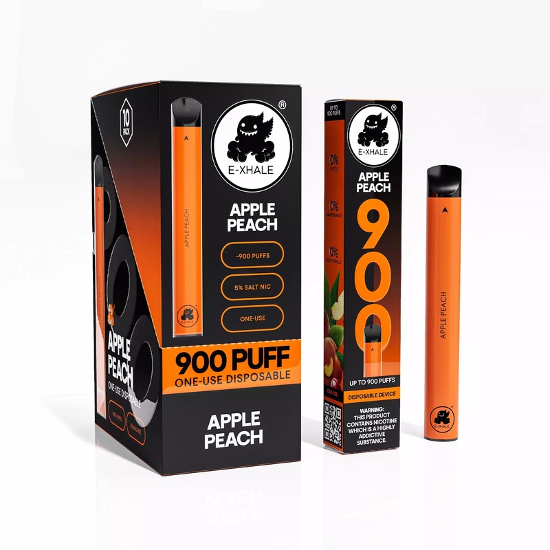 900 Apple Peach 5%/50mg – Single-Use Disposable: 10 Pack