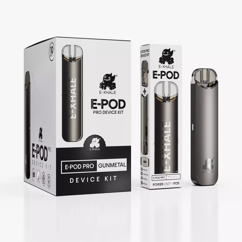 E-Pod Pro Device Kit – Gunmetal 650mAh Open-Pod System: 10 Pack