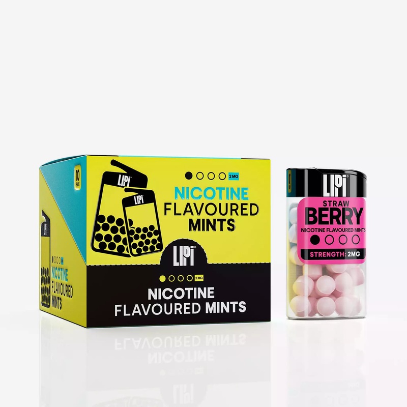 LIPI Nicotine Mints: Strawberry 2mg/0.2% Nicotine Alternative: 10 Pack