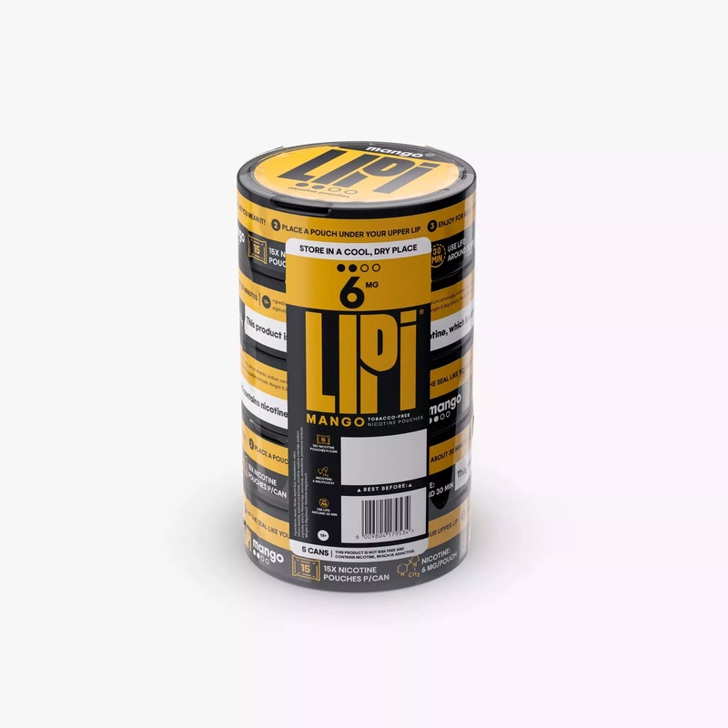 LIPI Nicotine Pouches: Mango 6mg Nicotine Alternative: 5 Pack