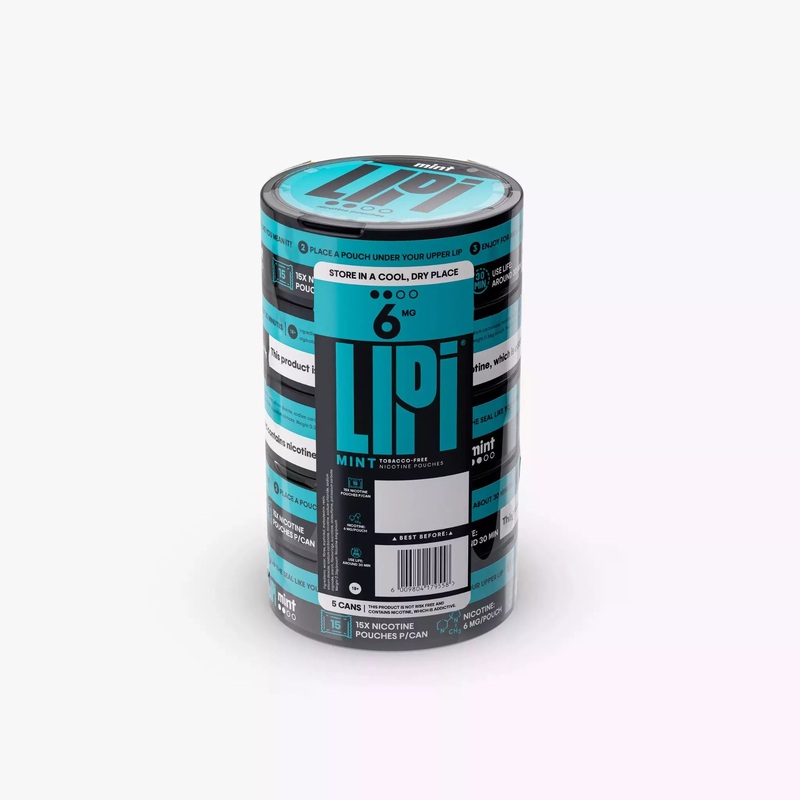 LIPI Nicotine Pouches: Mint 6mg Nicotine Alternative: 5 Pack