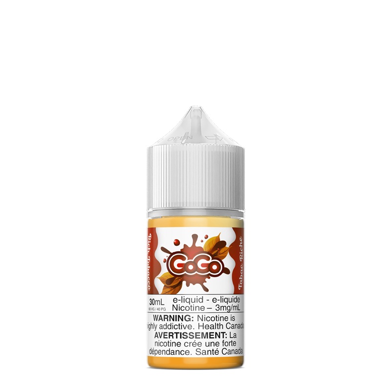 Tabac Riche 30ml by Gogo|0mg Federal Stamp|3mg Federal Stamp|6mg Federal Stamp|12mg Federal Stamp|0mg Quebec|3mg Quebec|6mg Quebec|12mg Quebec|0mg New Brunswick|3mg New Brunswick|6mg New Brunswick|12mg New Brunswick|0mg Prince Edward Island|3mg Prince Edw