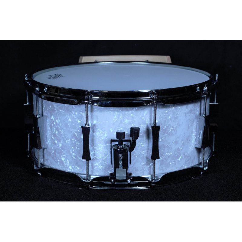 White Marine Pearl Click-mates Snare Drum with X-Click