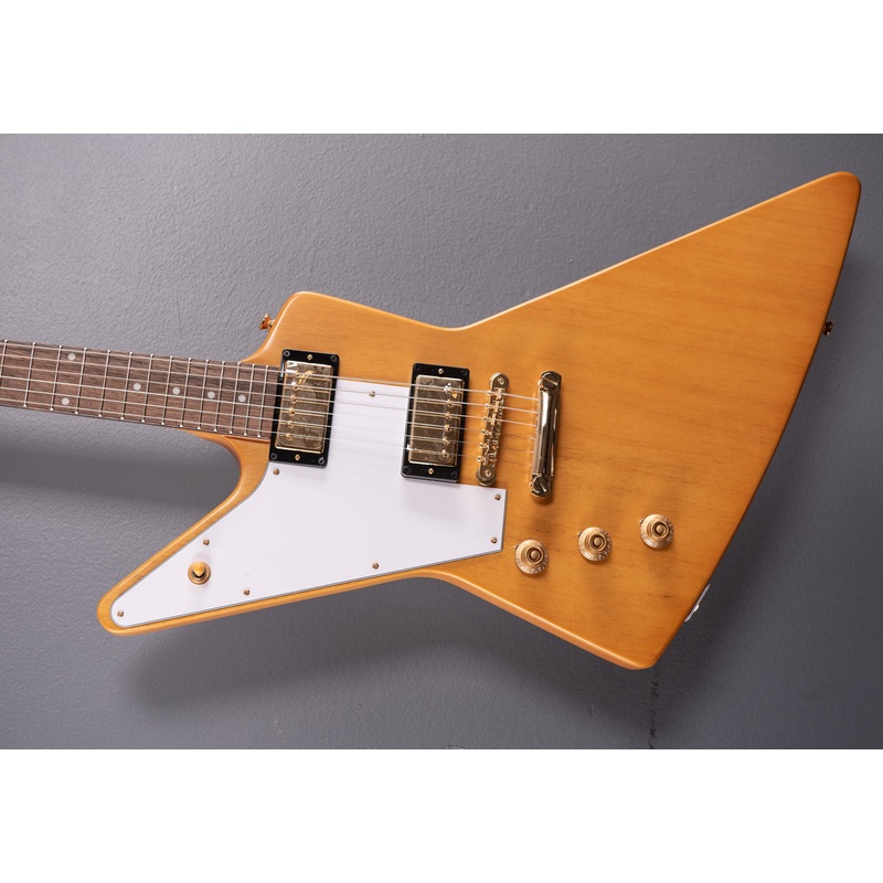 1958 Korina Explorer (White Pickguard) Left Hand – Aged Natural