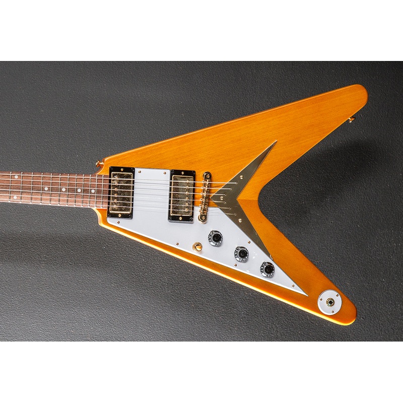 1958 Korina Flying V (White Pickguard) Left Hand – Aged Natural
