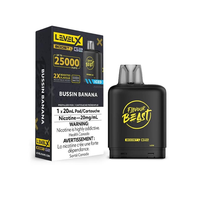 Bussin Banana Iced – Level X Boost G2 Pods