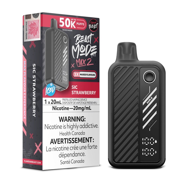 Sic Strawberry Iced Flavour Beast Beast Mode Max 2 50K Disposable Vape