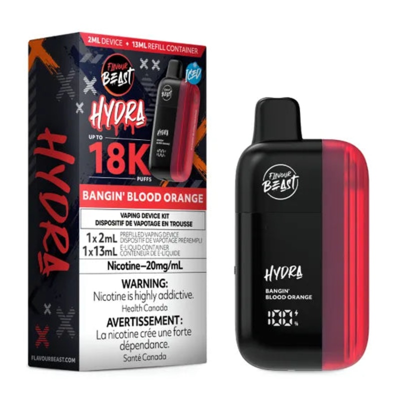 Bangin’ Blood Orange Iced Flavour Beast Hydra 18K Disposable Vape