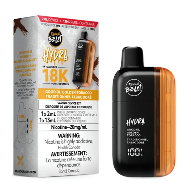 Good Ol’ Golden Tobacco Flavour Beast Hydra 18K Disposable Vape