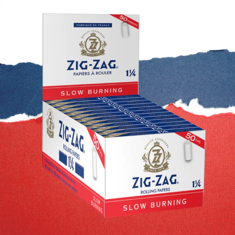 Zig Zag 1 1/4 Rolling Papers With Tips – Slow Burning (White)