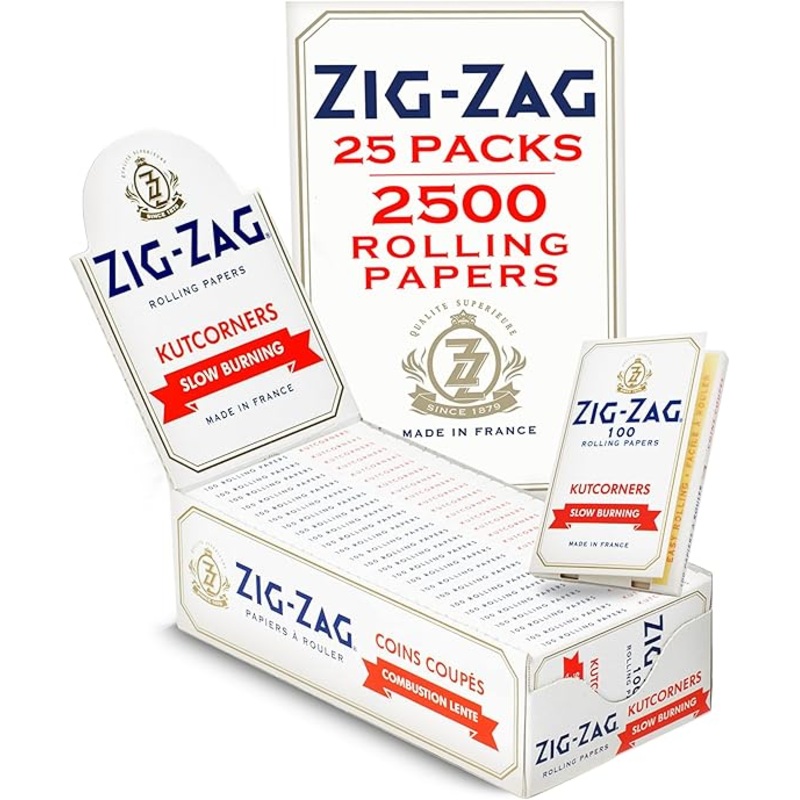 Zig Zag Rolling Papers Kut corners Single Wide – Slow Burning (White)
