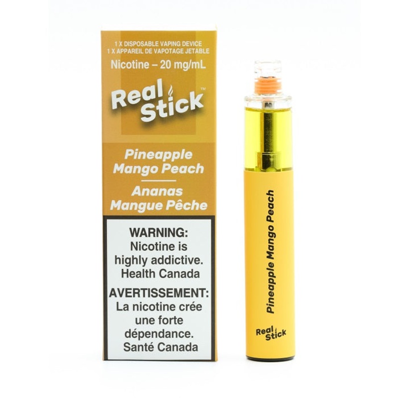 REAL STICK Disposable 20MG|Banana Ice|Blue Razz|Classic Red Ice|Grape Ice|Lush Ice|Orange Mango Guava (O.M.G.)|Pineapple Mango Peach|Strawberry Ice