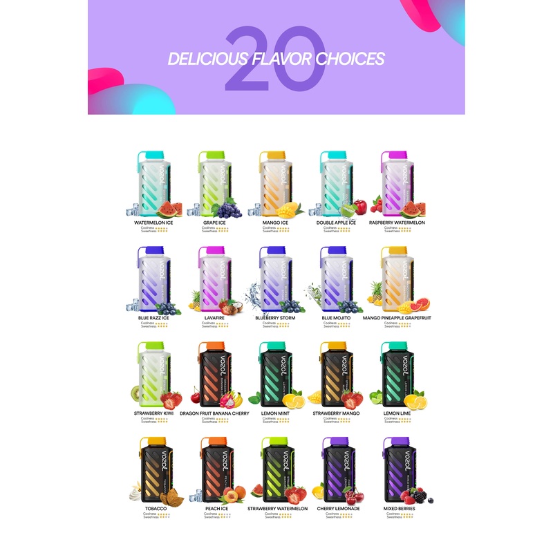 Vozol Gear Power – 20K|Watermelon Ice|Grape Ice|Mango Ice|Double Apple Ice|Raspberry Watermelon|Blue Razz Ice|Lava Fire|Blueberry Storm|Blue Mojito|Mango Pineapple Grapefruit|Strawberry Kiwi|Dragon Fruit Banana Cherry|Lemon Mint|Strawberry Mango|Lemon Lim