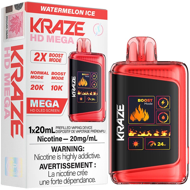 Kraze HD Mega Disposable Vape – 20K Puffs – Watermelon Ice