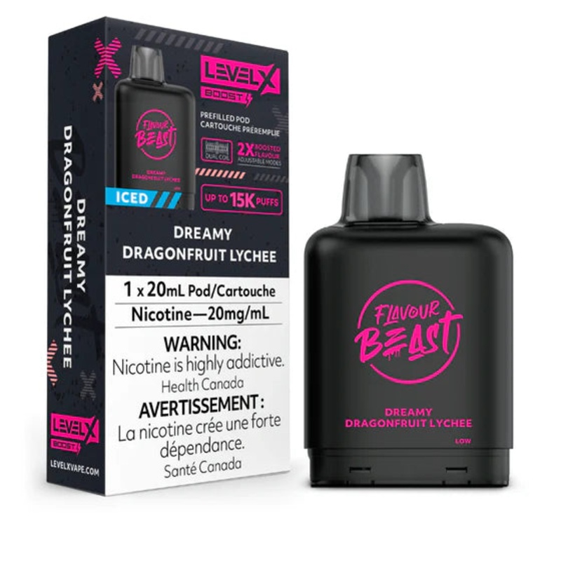 Level X Flavour Beast BOOST Pod – 15K Puffs – Dreamy Dragonfruit Lychee Iced