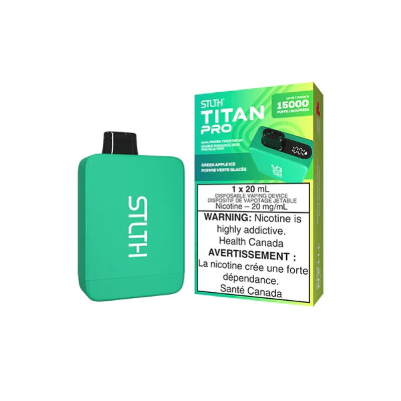 Stlth Titan Pro Disposable Vape – 15,000 Puffs – Green Apple Ice
