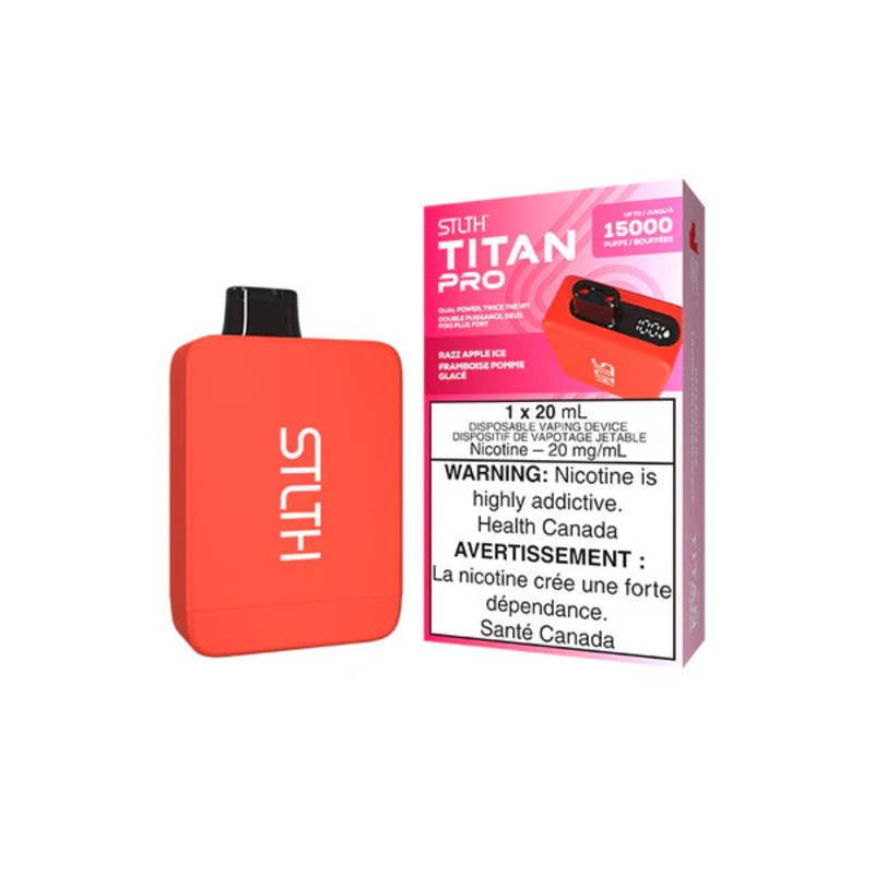 Stlth Titan Pro Disposable Vape – 15,000 Puffs – Razz Apple Ice