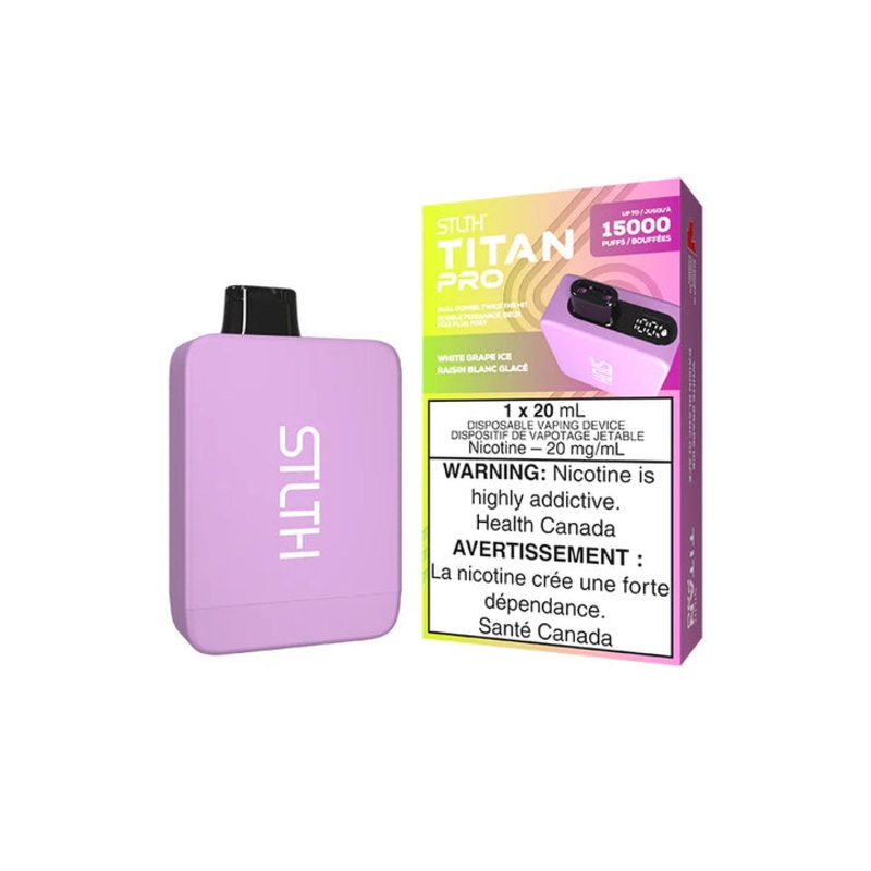 Stlth Titan Pro Disposable Vape – 15,000 Puffs – White Grape Ice