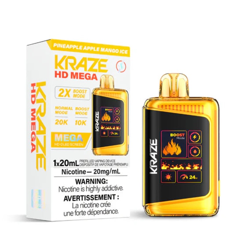 Kraze HD Mega Disposable Vape – 20K Puffs – Pineapple Apple Mango Ice