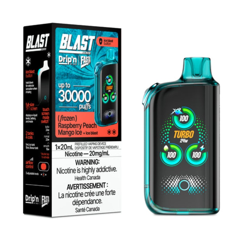 Drip’n Fasta Blast Disposable Vape – 30K Puffs – Raspberry Peach Mango Ice