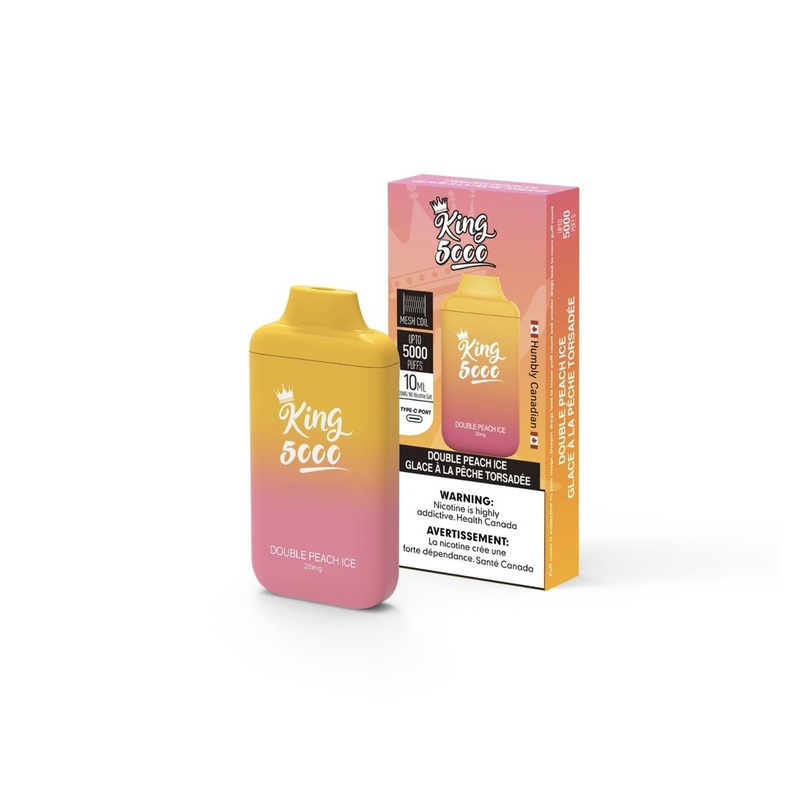King Disposable Vape – Nicotine Free – 10 ML – 5000 Puffs – Double Peach Ice
