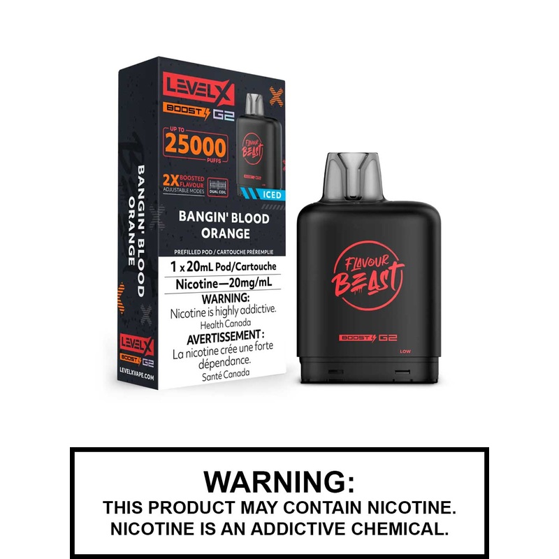 Bangin Blood Orange Iced Flavour Beast Level X Boost G2 Pods