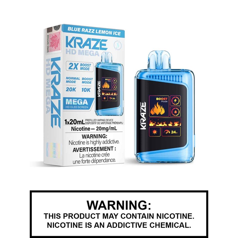 Blue Razz Lemon Ice Kraze HD Mega Disposable Vape