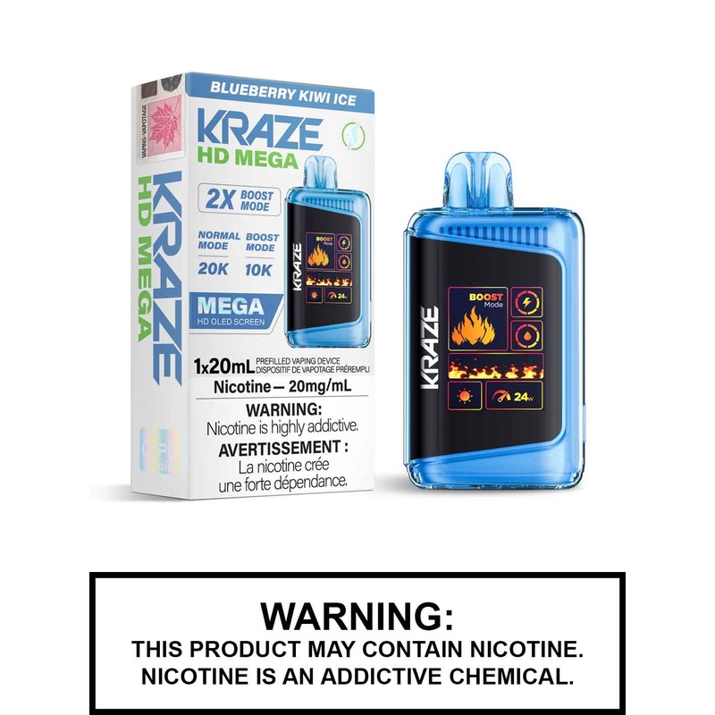 Blueberry Kiwi Ice Kraze HD Mega Disposable Vape