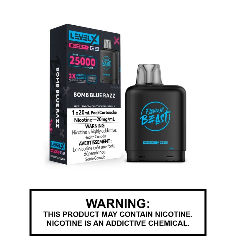 Bomb Blue Razz Flavour Beast Level X Boost G2 Pods