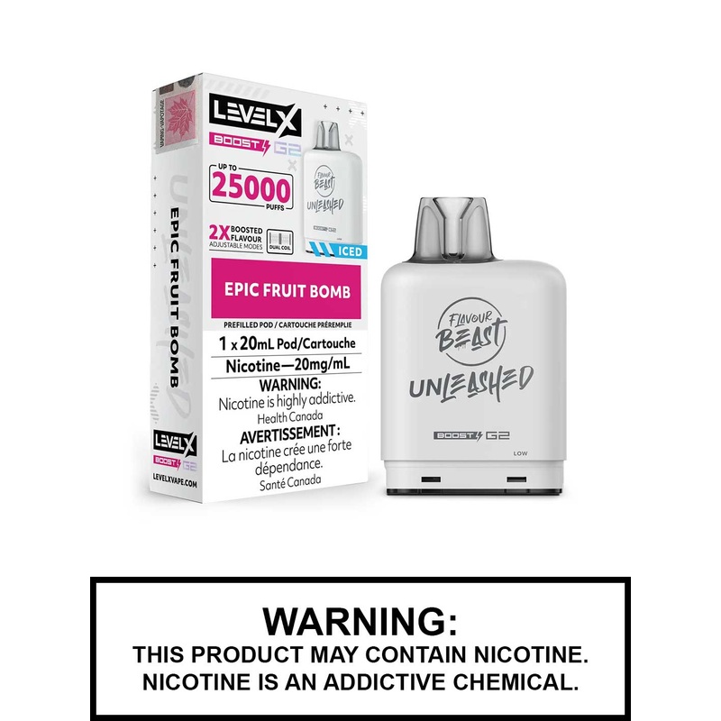 Epic Fruit Bomb Iced Flavour Beast Unleashed Level X Boost G2 Pods