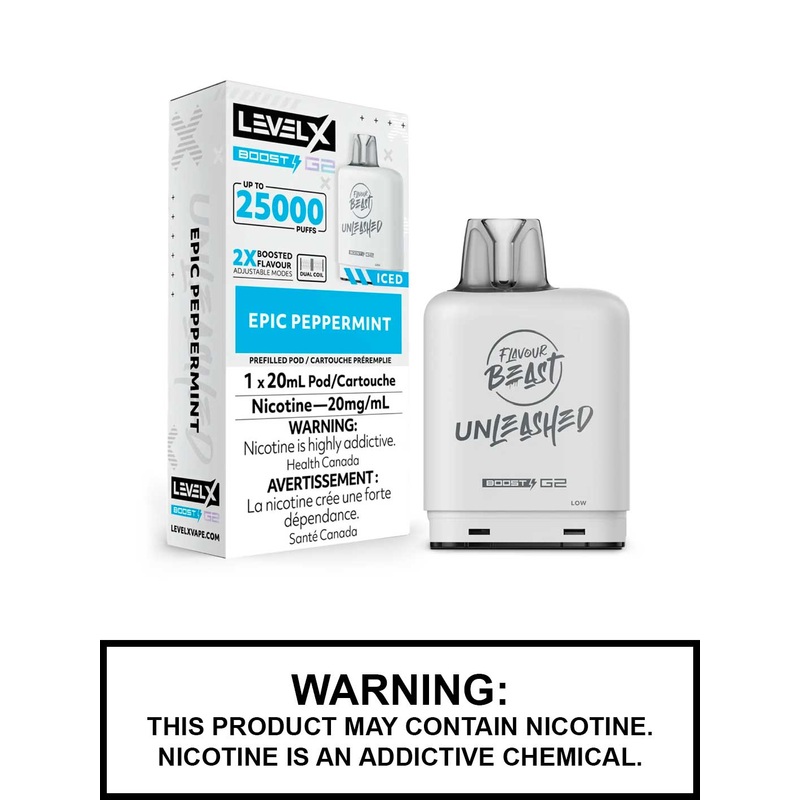 Epic Peppermint Iced Flavour Beast Level X Boost G2 Pods