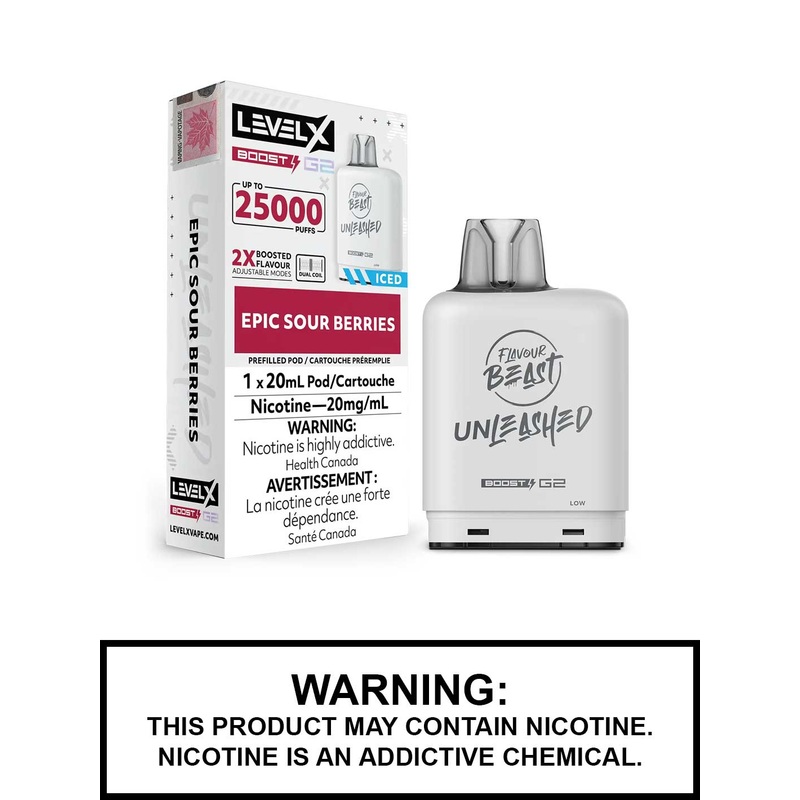 Epic Sour Berries Iced Flavour Beast Unleashed Level X Boost G2 Pods