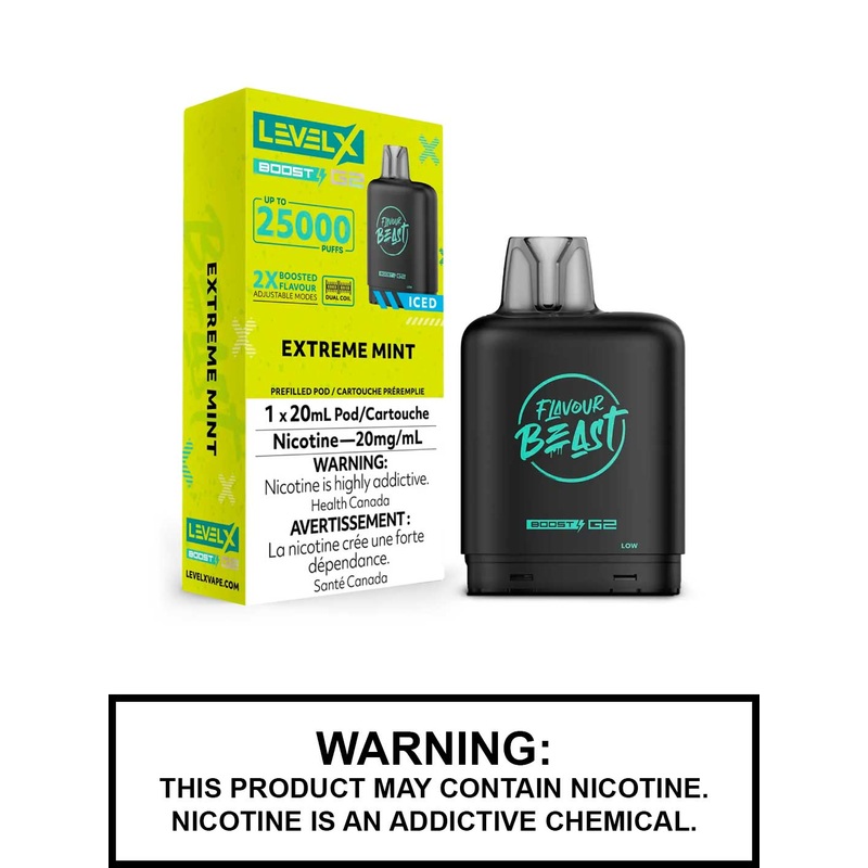 Extreme Mint Iced Flavour Beast Level X Boost G2 Pods
