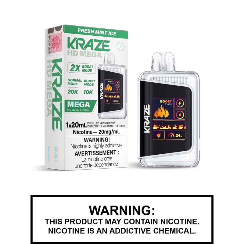 Fresh Mint Ice Kraze HD Mega Disposable Vape