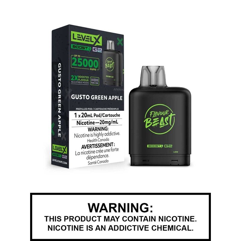 Gusto Green Apple Flavour Beast Level X Boost G2 Pods