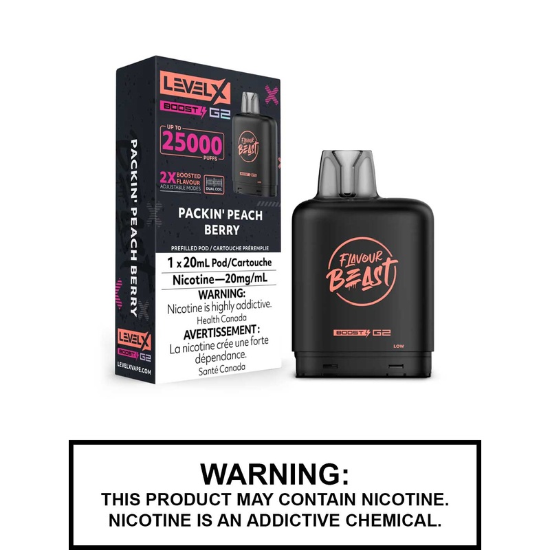 Packin Peach Berry Flavour Beast Level X Boost G2 Pods