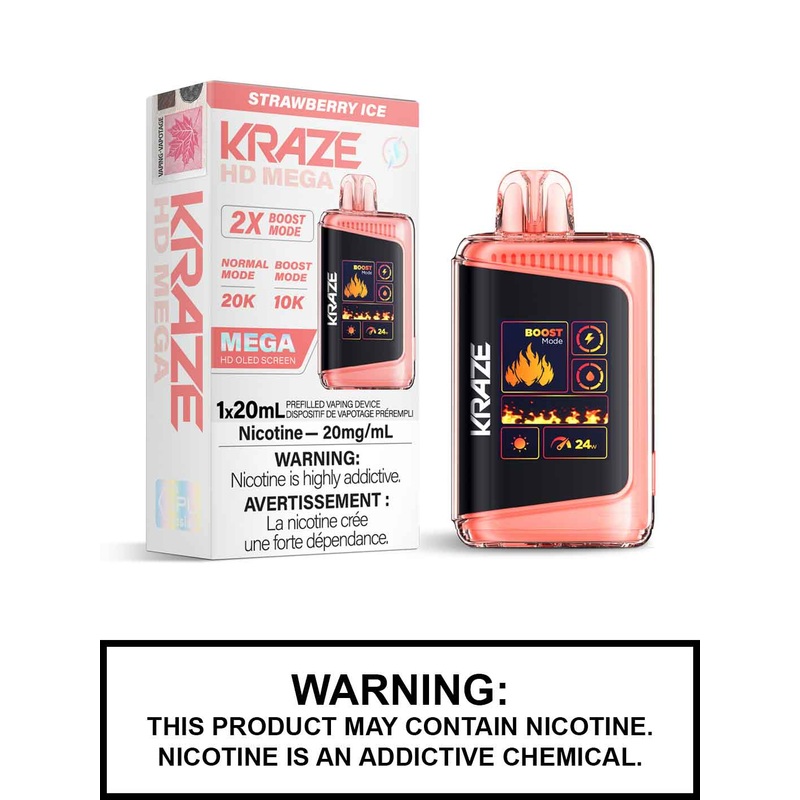 Strawberry Ice Kraze HD Mega Disposable Vape