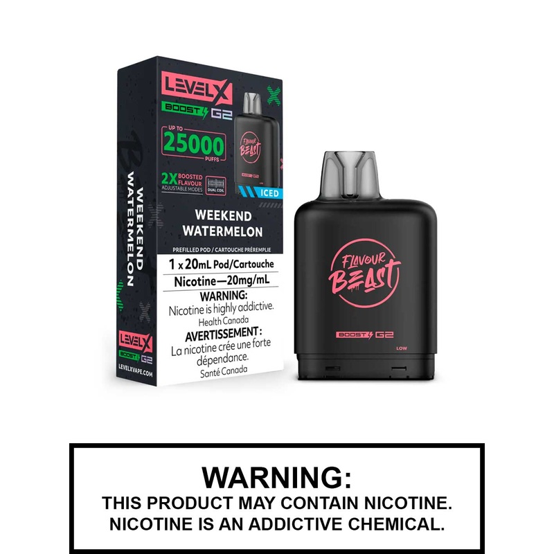 Weekend Watermelon Iced Flavour Beast Level X Boost G2 Pods