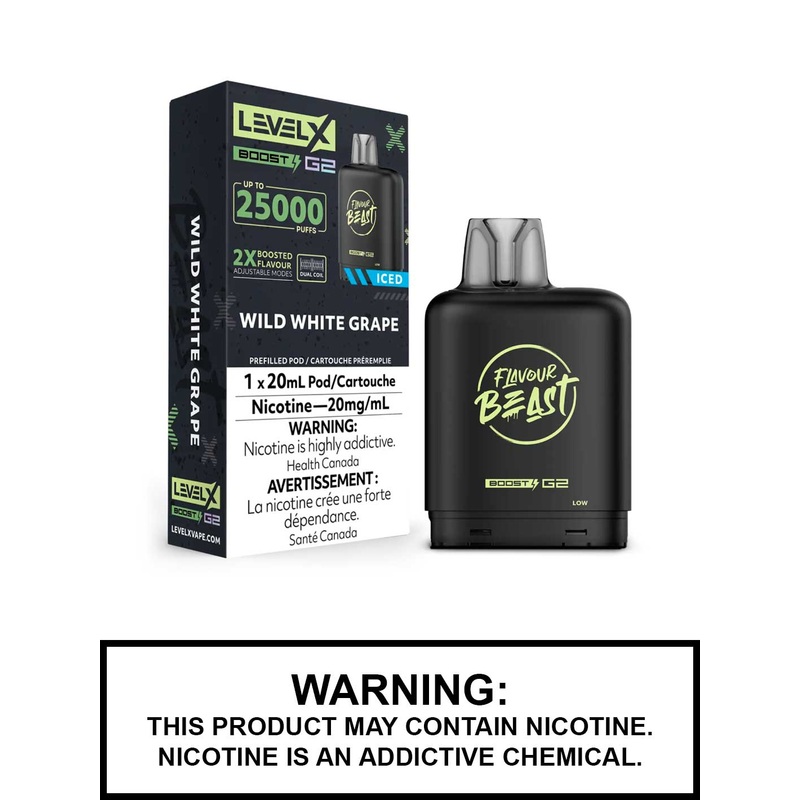 Wild White Grape Iced Flavour Beast Level X Boost G2 Pods