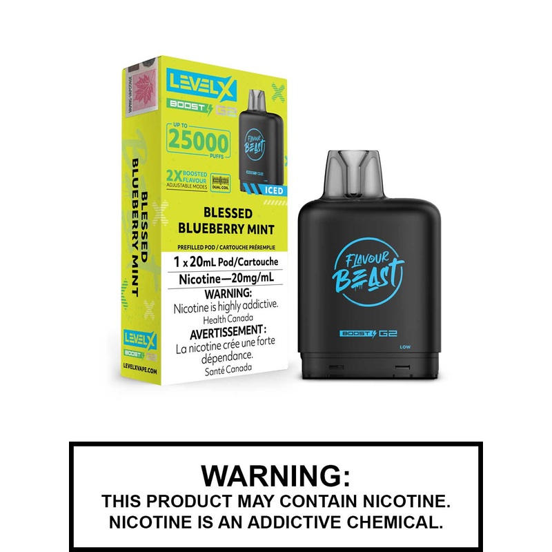 Blessed Blueberry Mint Iced Flavour Beast Level X Boost G2 Pods
