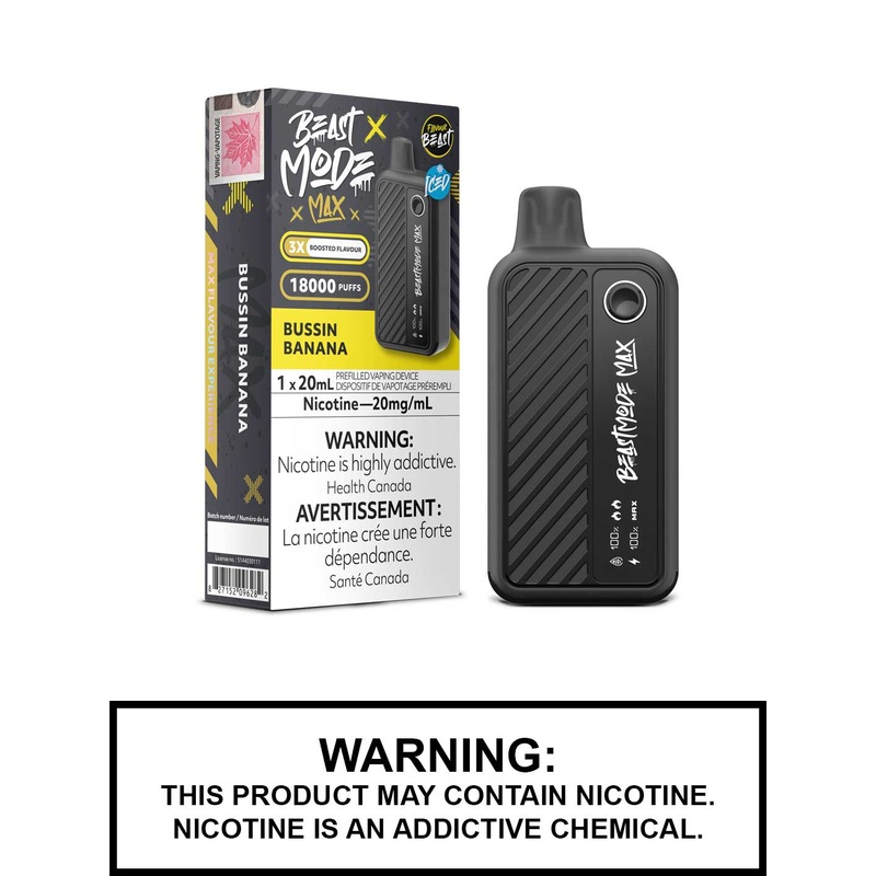 Bussin Banana Iced Flavour Beast Beast Mode Max Disposable Vape