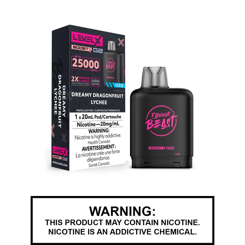 Dreamy Dragonfruit Lychee Iced Flavour Beast Level X Boost G2 Pods