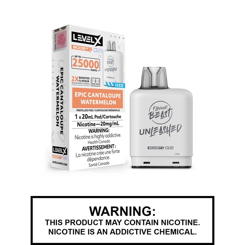 Epic Cantaloupe Watermelon Iced Flavour Beast Unleashed Level X Boost G2 Pods