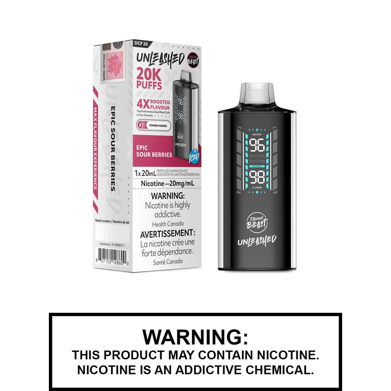 Epic Sour Berries Iced Flavour Beast Unleashed DCP 20 Disposable Vape