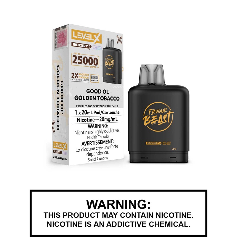 Good Ol Golden Tobacco Flavour Beast Level X Boost G2 Pods