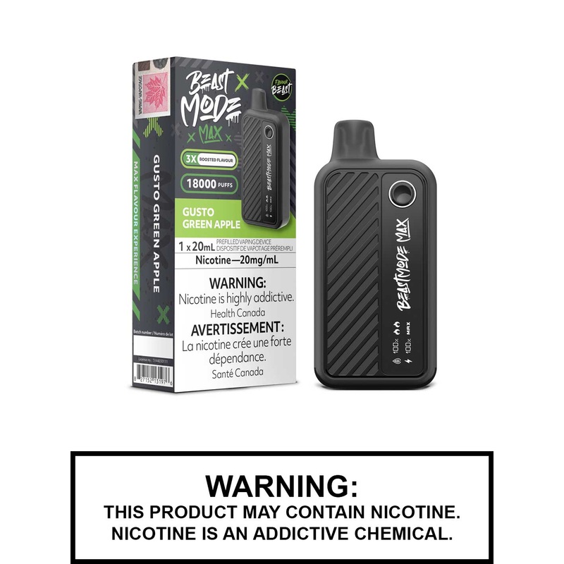 Gusto Green Apple Flavour Beast Beast Mode Max Disposable Vape